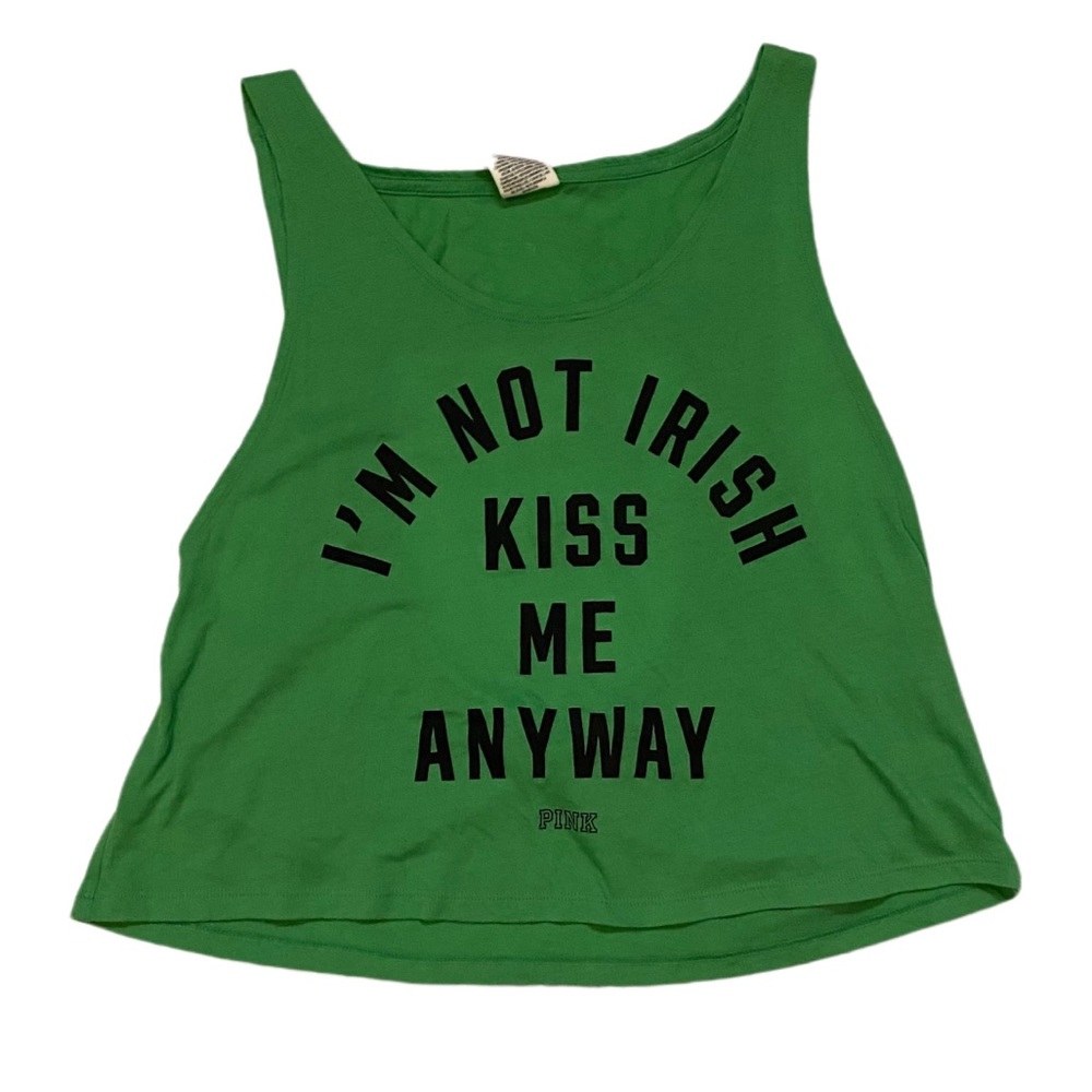 Victoria’s Secret PINK Irish Kiss Green Sleeveless Athletic Workout Y2K Top - Picture 1 of 10